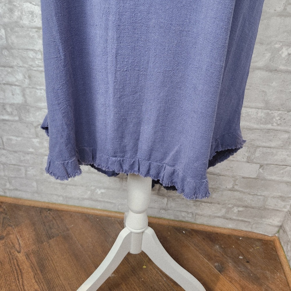 Umgee Maxi Dress Blue Linen Blend High Low Hem Boho Resort Small - Picture 3 of 8